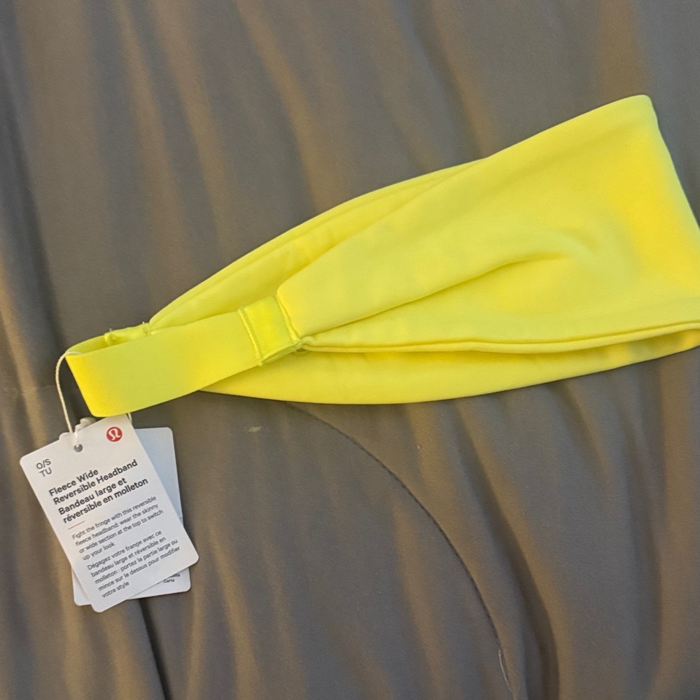 Lululemon Yellow Wide Reversible Wide Fleece Headband NWT - Picture 3 of 7